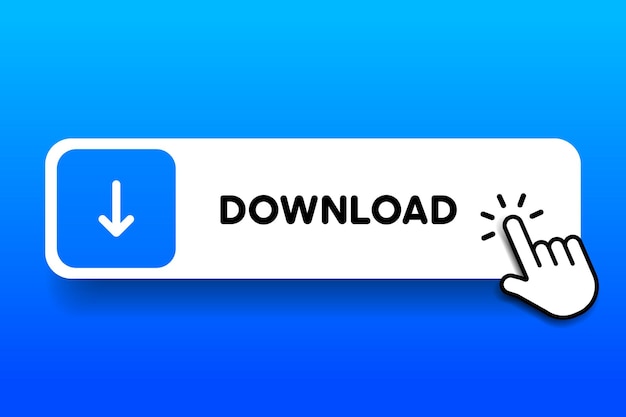 3d download button hand cursor save cloud icon hand pointer clicking click here push button