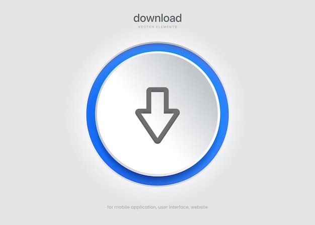 3d download button hand cursor save cloud icon hand pointer clicking click here push button