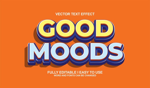 3d editable good mood text effect graphic style template