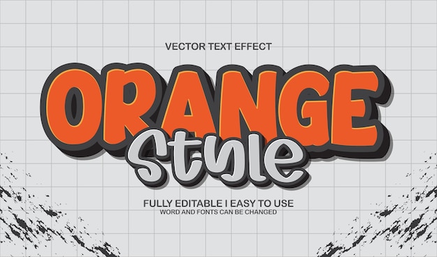 3d editable orange text effect graphic style template