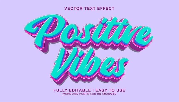 3d editable positive vibes text effect graphic style template