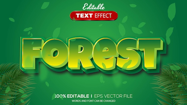 3D editable text effect forest theme