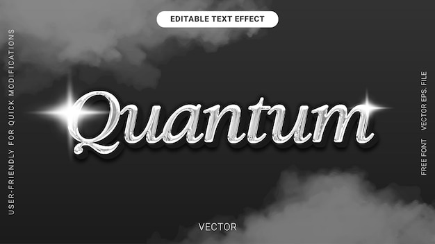 3d editable text effect Quantum chrome gradient font style vector