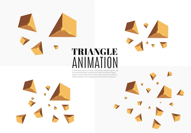 3D effect.motion of flying triangles.