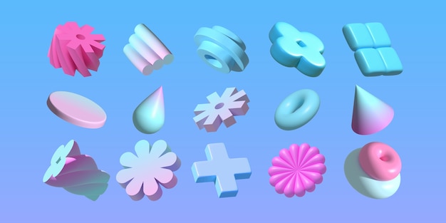 3d elements set in realistic style