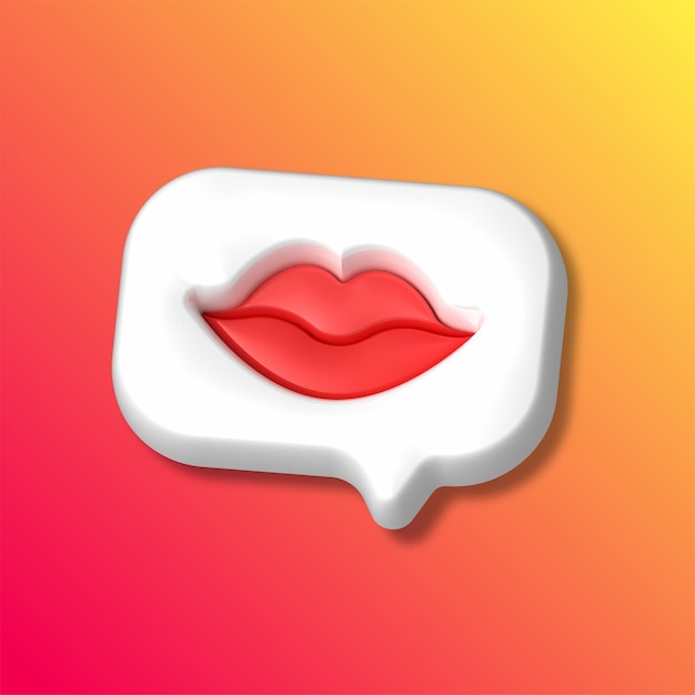 3D emoji-läppar i en textbubbla
