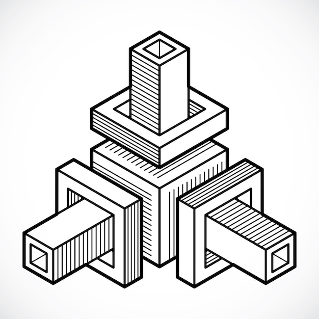 3d engineering vector, abstract shape made using cubes and geometric forms.