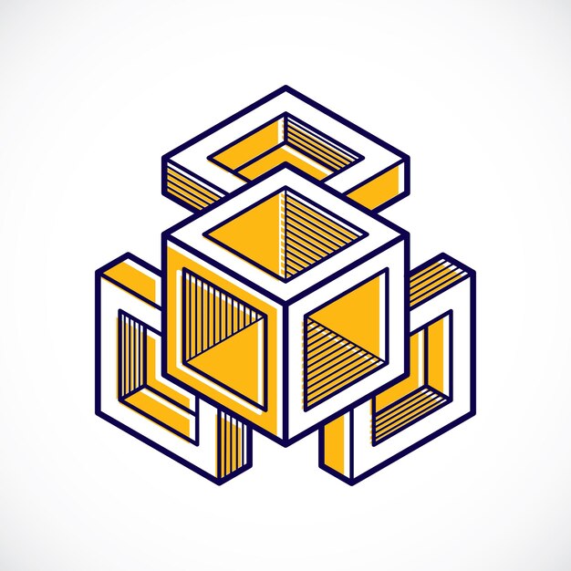 3d engineering vector, abstract shape made using cubes and geometric forms.