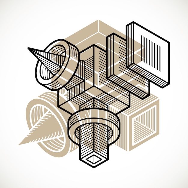 3d engineering vector, abstract shape made using cubes and geometric forms.