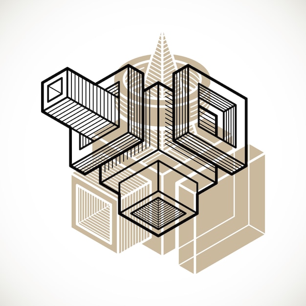 3d engineering vector, abstract shape made using cubes and geometric forms.