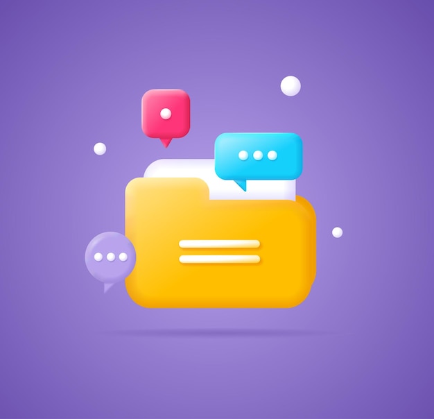 3d Folder Plasticine Cartoon Style Vector