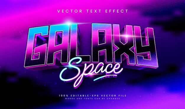 3d Galaxy space editable vector text effect Suitable for science and technology concept