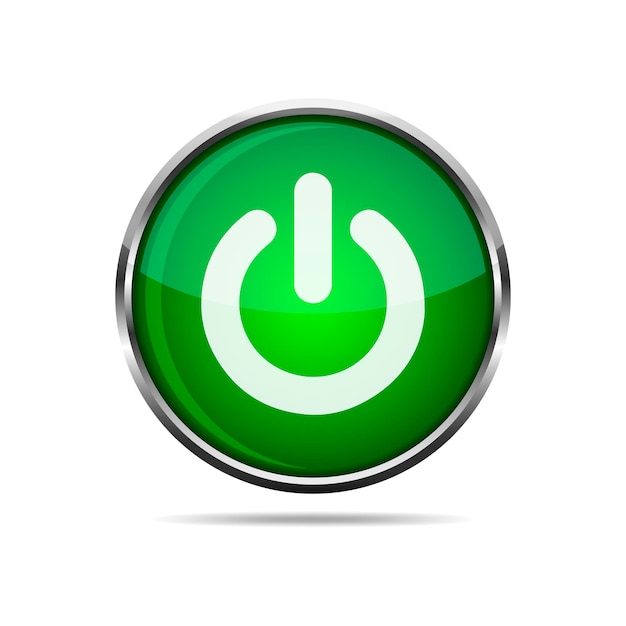 3D glossy POWER button Vector illustration