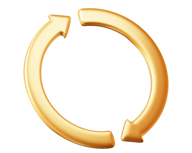 3d gold refresh or recycle arrows icon cartoon style stock vector illustration