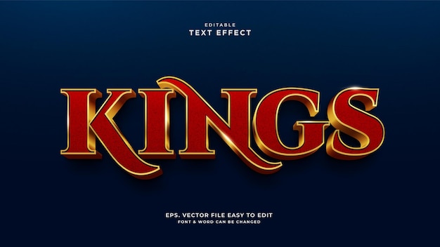 3d golden kings editable text effect