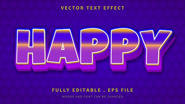 3d gradient colorful word happy editable text effect design template