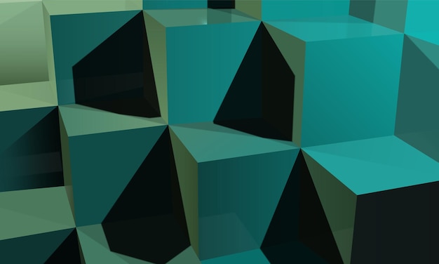 3D green and blue gradient cube stairs background