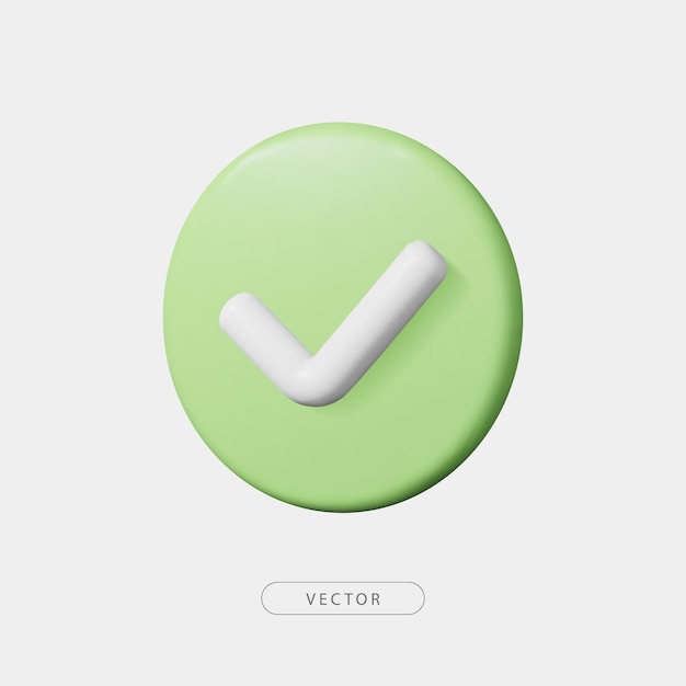 3d green circle check button