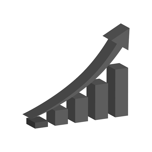 3d Growing bar graph icon Vector illustration