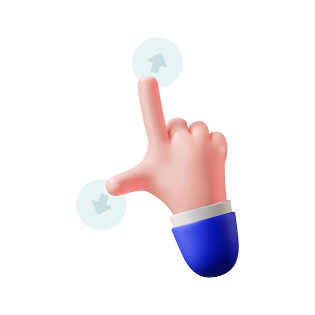 3d hand gesture zoom on touchscreen Isolated on white background