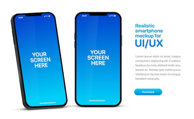 3d high quality smartphone mockup with different angle and isolated background for show mobile app