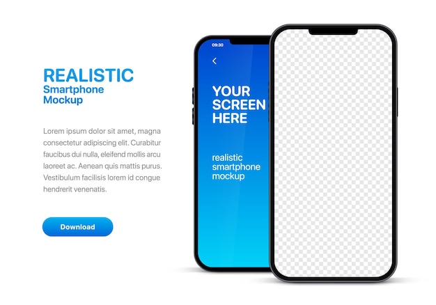 3d high quality smartphone mockup with different angles and isolated background for show mobile app