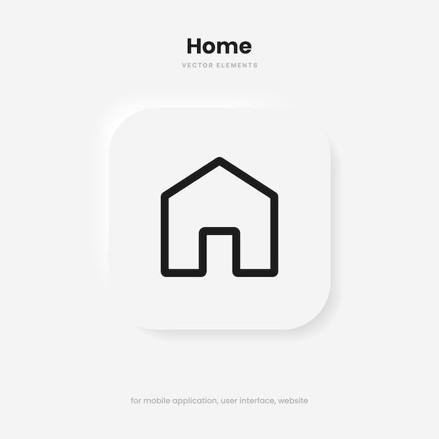 3d home homepage base main page house icon emblem symbol sign push button for ui website