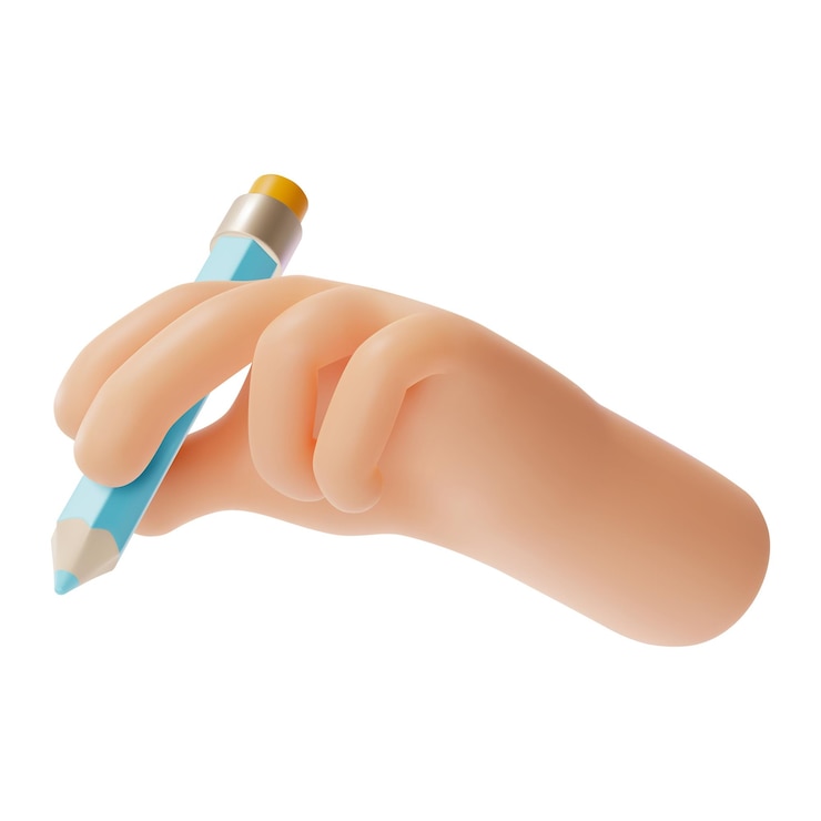 Vektör 3d human hand holding pencil cartoon style vector