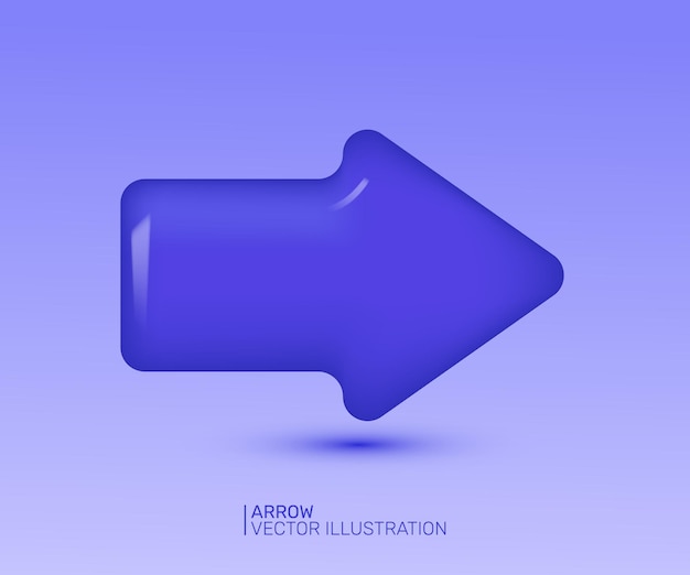 3d icon realistic arrow pointing left purple color new concept vector design