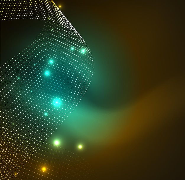3D illuminated wave of glowing particles HUD design element Technology digital splash concept