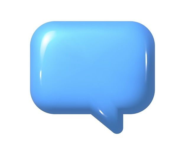 3d illustration blue realistic speech bubble icon Mesh vector talking cloud Glossy chat high quality