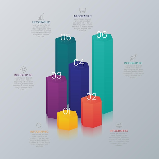 3D Infographic Bar Chart Template