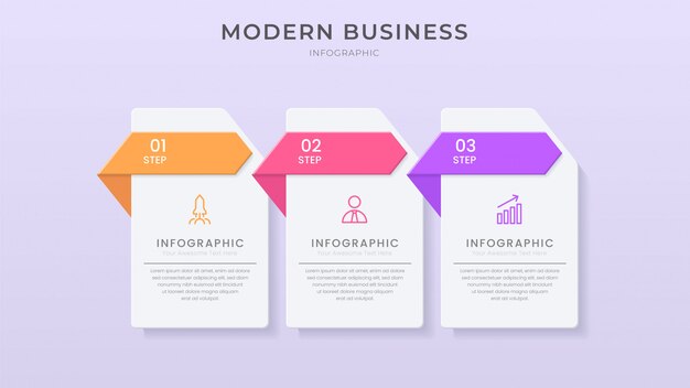 3D Infographic element design organization chart process template with editable text and papercut style.