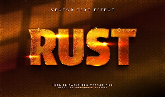 3d Iron rust editable vector text effect with minimalist concept