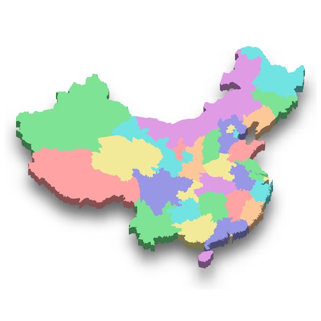 3d isometric colored map of China
