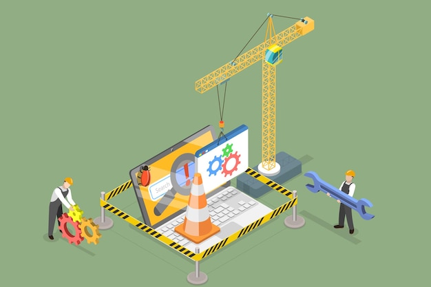 3D Isometric Flat Vector Conceptual Illustration of Maintenance Page