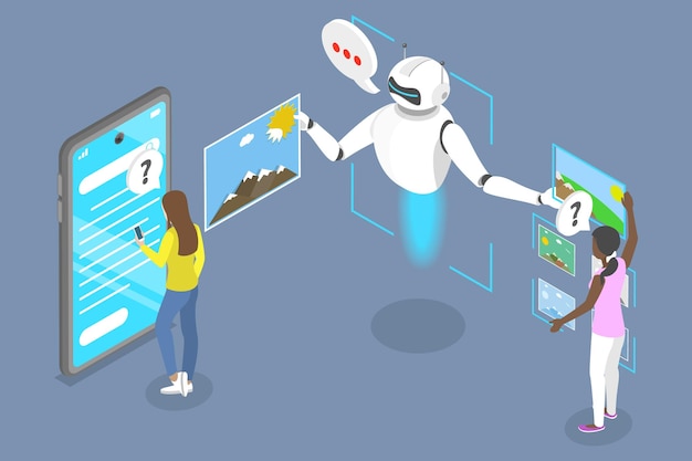 3d isometric flat vector illustration of ai prompt engineer artificial intelligence