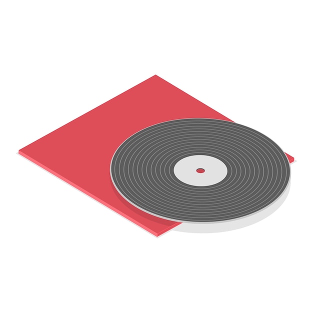 3D Isometric Flat Vector Set of Vinyl Plates Item 2