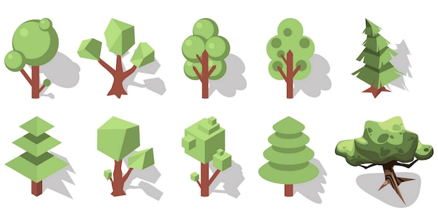 3d isometric forest ements 
