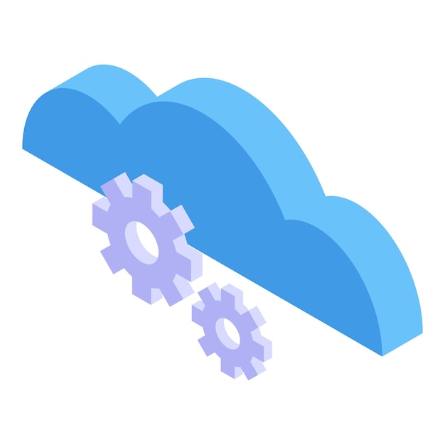 3d isometric illustration of cloud symbol with gears integration for tech concepts