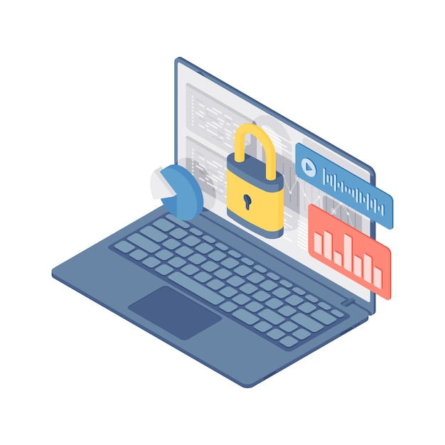 3d isometric illustration of modern laptop