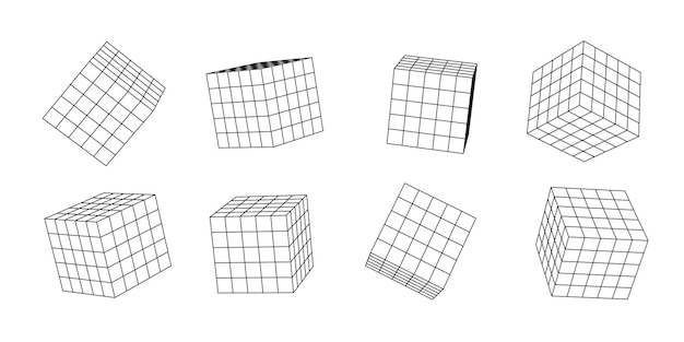 3d isometric outline cube icon set Square threedimensional vector illustration