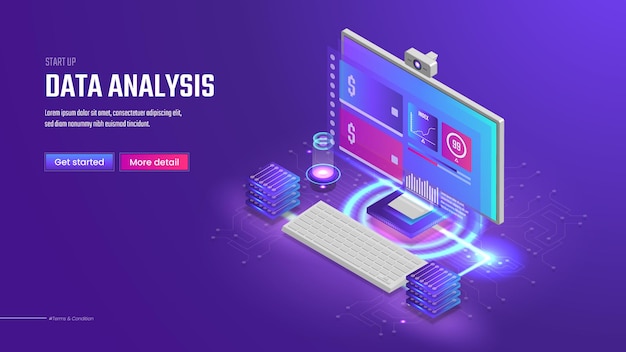 3D isometrisk målsida för dataanalysmall