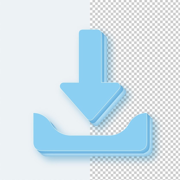3D Light Blue Ice Tone Download Icon with Editable Background