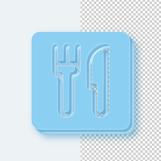 3D Light Blue Ice Tone Food Icon with Editable Background