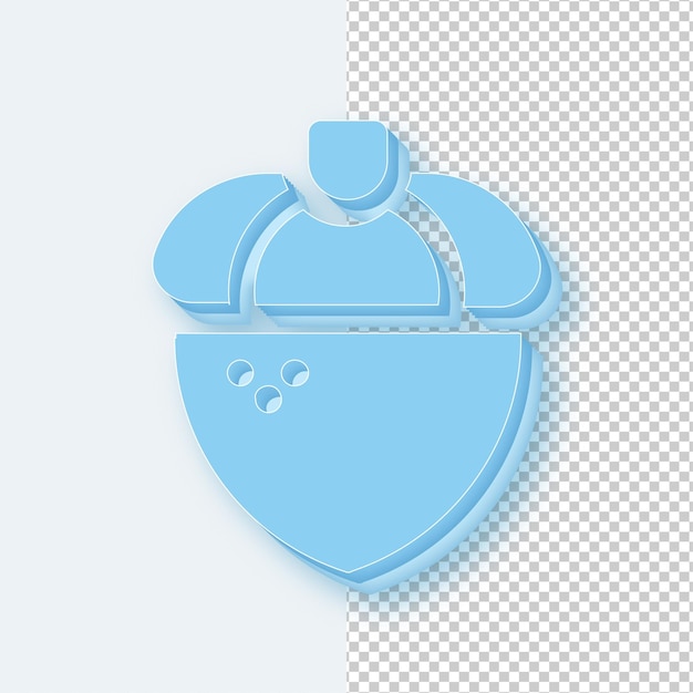 3D Light Blue Ice Tone Nut Icon with Editable Background