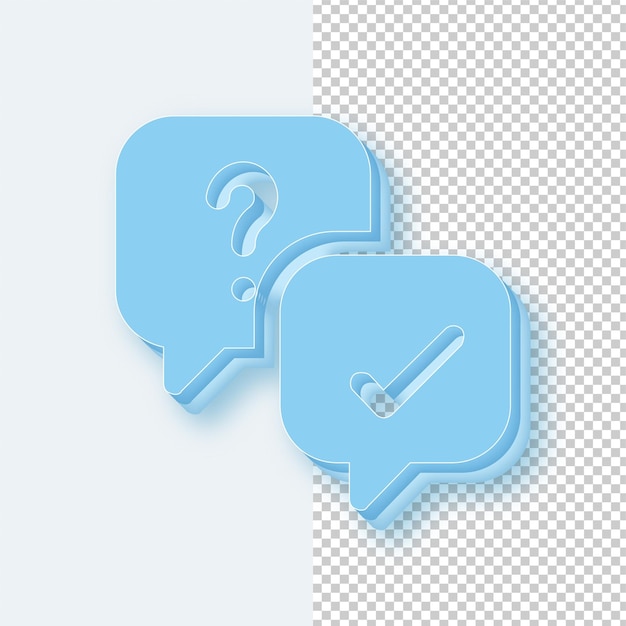 3D Light Blue Ice Tone Question and Answer Icon with Editable Background