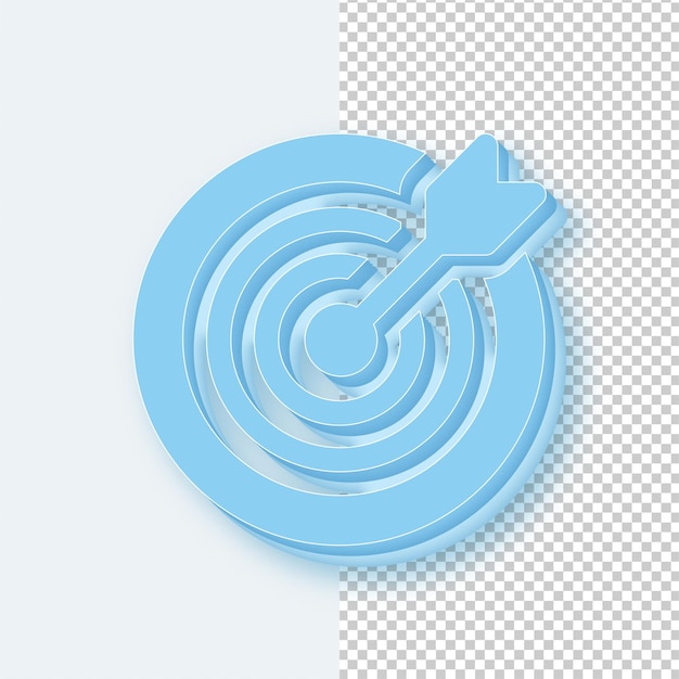 3D Light Blue Ice Tone Target or Goal Icon with Editable Background