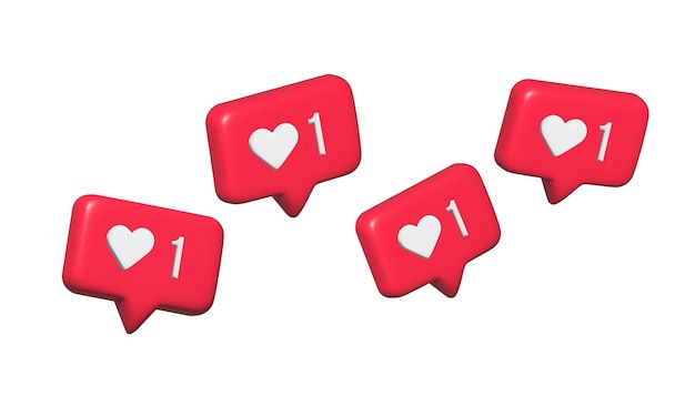 3D Like Icons for social media isolated on white Background