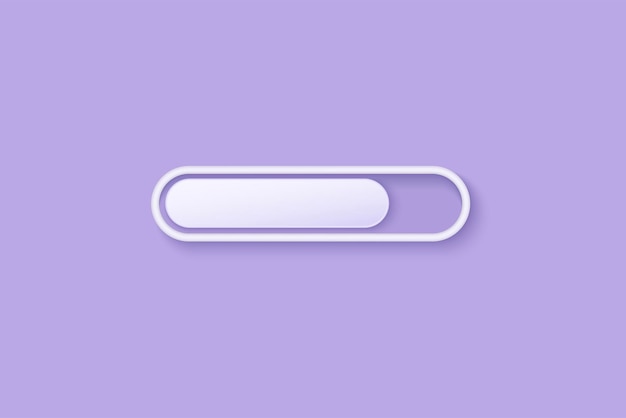 3D loading bar icon on purple background Project progress data for interface mobile app website with minimal cartoon concept 3D vector battery power status with shadow render illustration